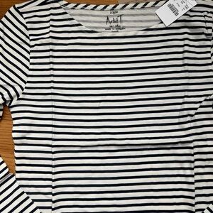 J. Crew Women's black and White Striped Long Sleeve Top